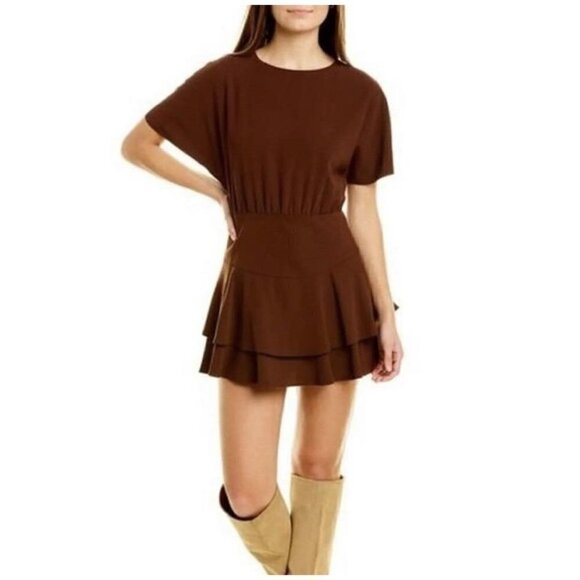 NEW Alice + Olivia 10  Palmira Brown Mini Dress $295 - Picture 1 of 11